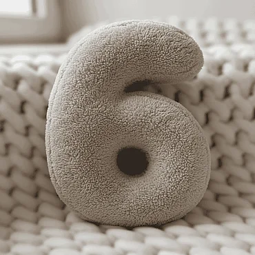 Morbido 6 Rakamı, Yastık, Kırlent, Elyaf Dolgulu, Welsoft , 40 Cm - 1