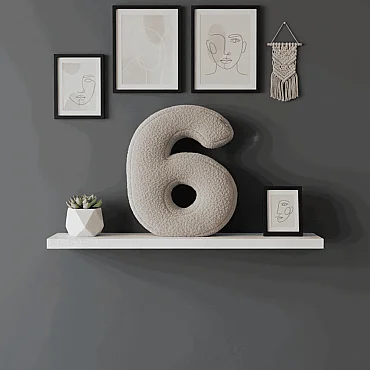 Morbido 6 Rakamı, Yastık, Kırlent, Elyaf Dolgulu, Welsoft , 40 Cm - 6