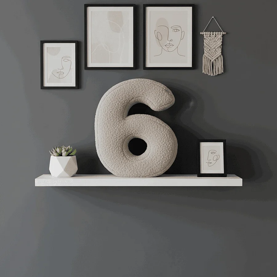 Morbido 6 Rakamı, Yastık, Kırlent, Elyaf Dolgulu, Welsoft , 40 Cm - 6