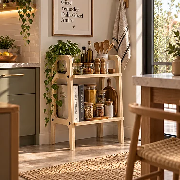 Nola Ahşap Pikap Dolabı, Kitaplık, Çok Amaçlı Raf Sistemi, Natural Renk - 3