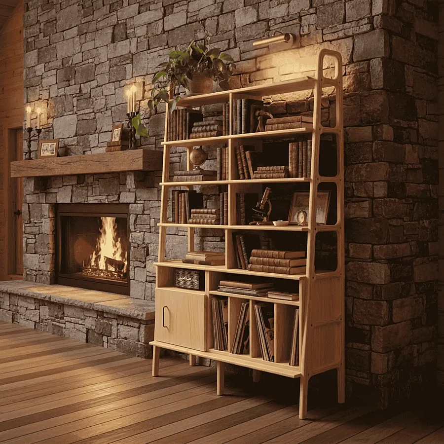 Pietra, Ahşap Kitaplık ve Raf Ünitesi, Natural Renk - 3