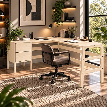 Sera Ahşap Çalışma Masası, Natural Renk - 2