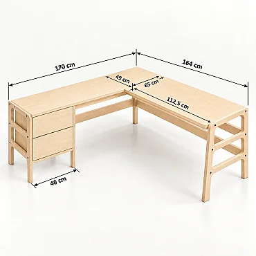 Sera Ahşap Çalışma Masası, Natural Renk - 4
