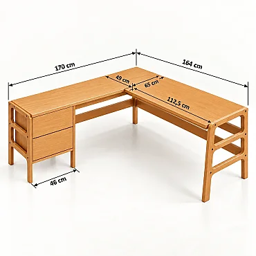 Sera Ahşap Çalışma Masası, Tik Renk - 4