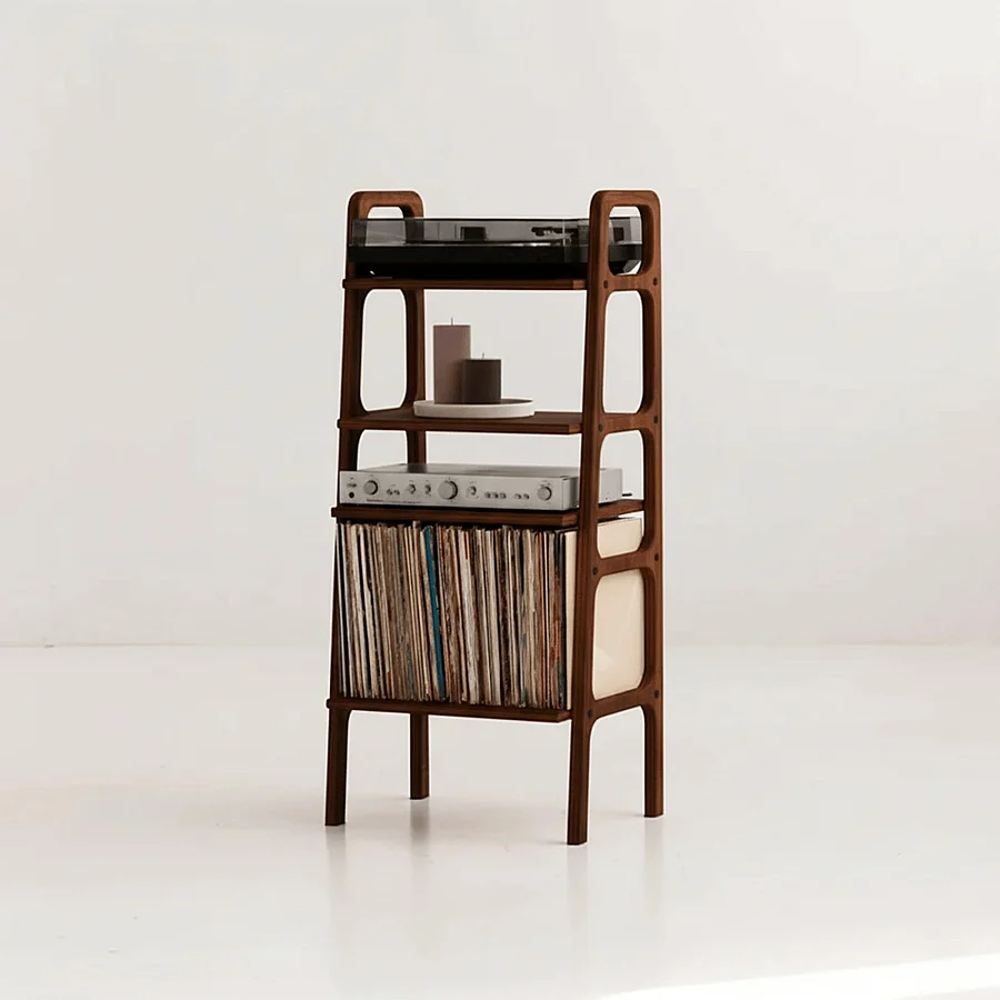 Vinilo, Ahşap, Kitaplık Ve Pikap Standı, Ceviz Renk