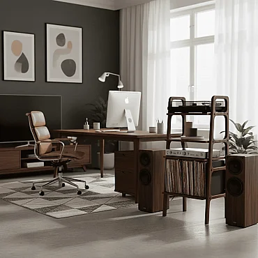 Vinilo, Ahşap, Kitaplık Ve Pikap Standı, Ceviz Renk - 3