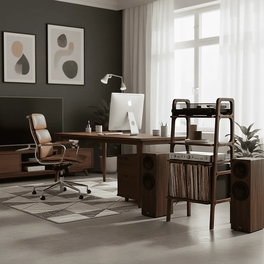 Vinilo, Ahşap, Kitaplık Ve Pikap Standı, Ceviz Renk - 3