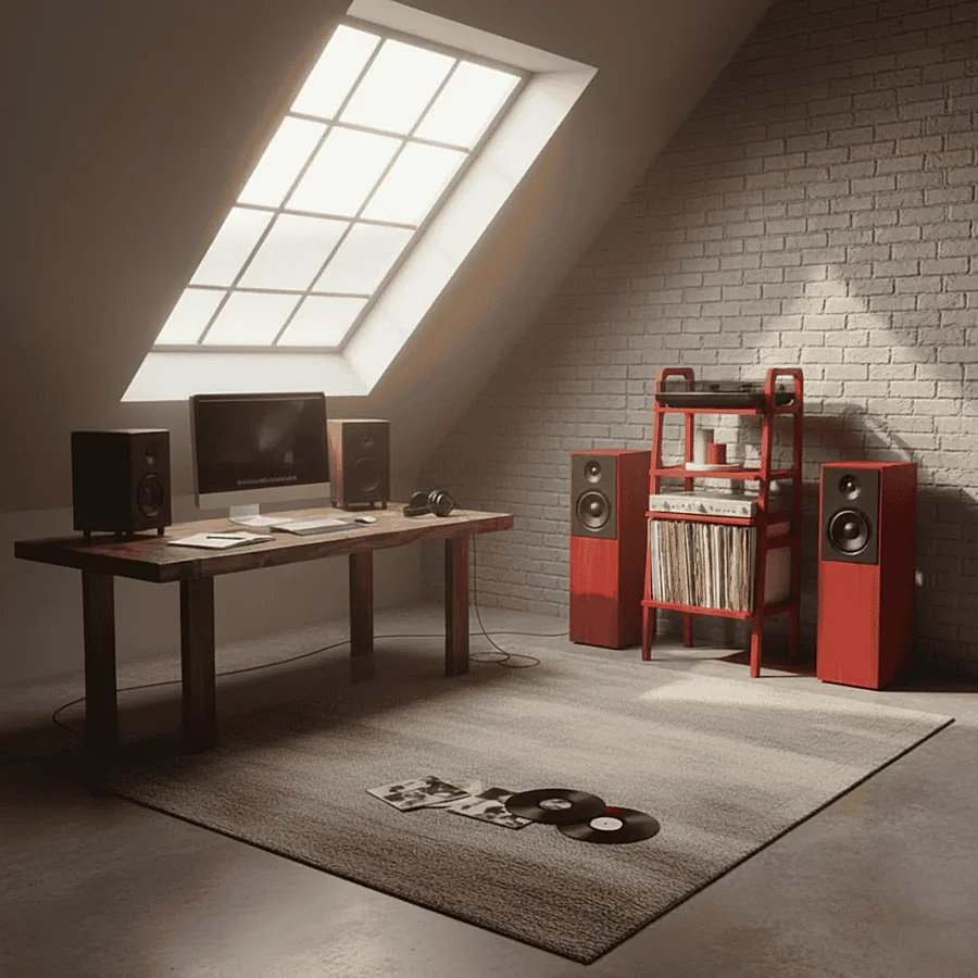 Vinilo, Ahşap, Kitaplık Ve Pikap Standı, Kırmızı Renk - 4
