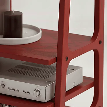 Vinilo, Ahşap, Kitaplık Ve Pikap Standı, Kırmızı Renk - 5
