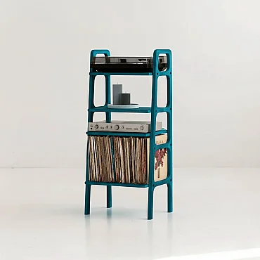 Vinilo, Ahşap, Kitaplık Ve Pikap Standı, Mavi Renk - 1