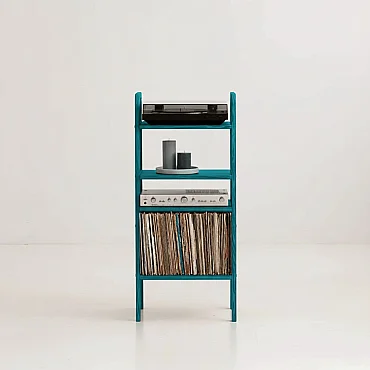 Vinilo, Ahşap, Kitaplık Ve Pikap Standı, Mavi Renk - 2