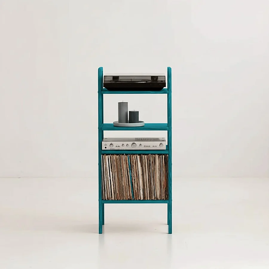 Vinilo, Ahşap, Kitaplık Ve Pikap Standı, Mavi Renk - 2