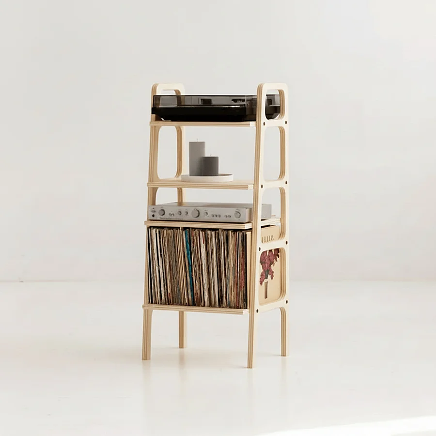Vinilo, Ahşap, Kitaplık Ve Pikap Standı, Natural Renk