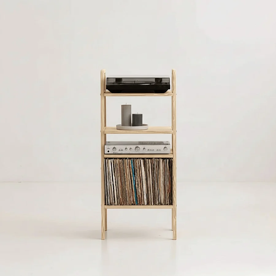 Vinilo, Ahşap, Kitaplık Ve Pikap Standı, Natural Renk (1)