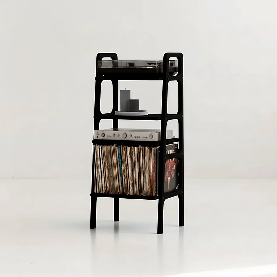 Vinilo, Ahşap, Kitaplık Ve Pikap Standı, Siyah Renk