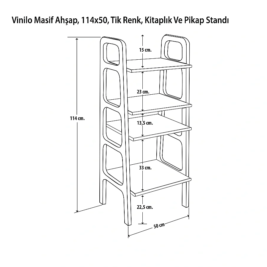 Vinilo, Ahşap, Kitaplık Ve Pikap Standı, Siyah Renk - 6