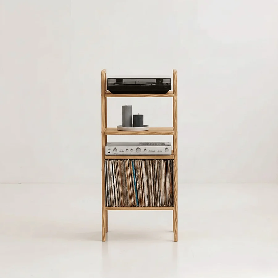 Vinilo, Ahşap, Kitaplık Ve Pikap Standı, Tik Renk - 2