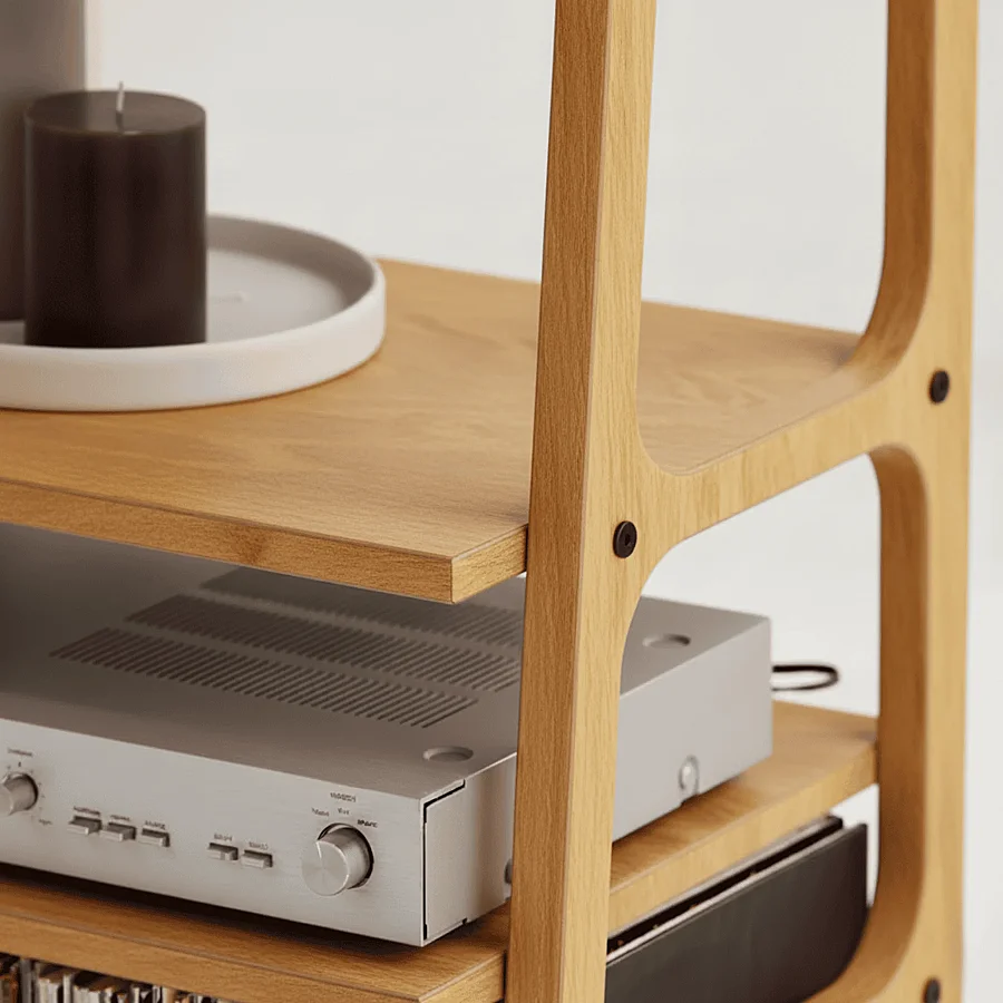 Vinilo, Ahşap, Kitaplık Ve Pikap Standı, Tik Renk - 5